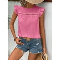 thumbnail image 2 of ZOELNIC Women Summer Eyelet Tops Dressy Casual V Neck Ruffle Cap Sleeve Shirts Lace Embroidered Blouses, S, 2 of 7