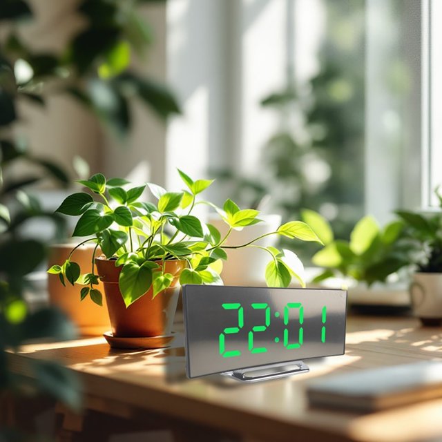 Large LED Digital Alarm Clock With Curved Screen For Bedroom Desk Indoor Home Easy To Read Display Grill Sand Timer Set Kids Toothbrush Cup And Timer Wireless Temp Probe for Grilling Digital