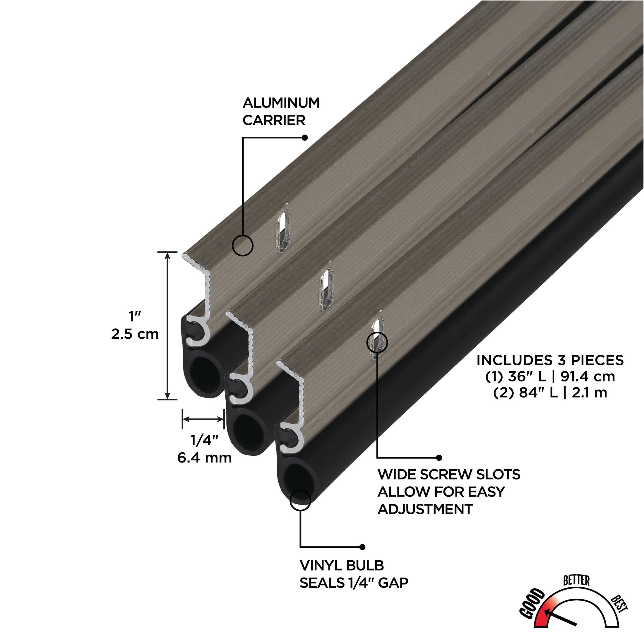 M-D Building Products 49002 Satin Nickel Aluminum and Vinyl Screw-on Top and Sides Door Seal Kit