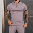 thumbnail image 2 of Hwmodou Male T-Shirts Solid Color O-Neck Short Sleeve Tops Casual Zipper Fashion Loose Gym Sports Dailywear Tahirts For Man, 2 of 6
