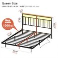 thumbnail image 6 of GUNAITO Queen Size Floating Bed Frame Metal Platform Bed with LED Lights & Charging Station Modern Bed with Headboard and Under-bed Storage Black, 6 of 9