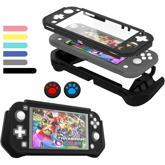 Switch Lite Case Protective Case for Nintendo Switch Lite, Compatible with Nintendo Lite Screen Protector Cover Hand Grip Cover with Detachable TPU Built-in PC Screen, Black