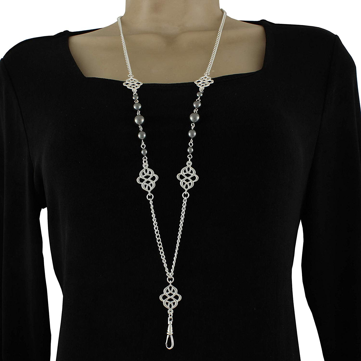 Brenda Elaine Jewelry Silver Plated Women's Fashion Lanyard Necklace ID