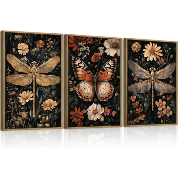 Hieng Large landscape Framed Canvas Wall Art 16x24 Inch Set of 3 Vintage Nature Scenery Wall Decor Lake Woodland Art Print for Living Room Bedroom Office