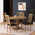 thumbnail image 2 of GDF Studio Merlene French Country Fabric Upholstered Wood and Cane 5 Piece Circular Dining Set, Natural and Brown, 2 of 13