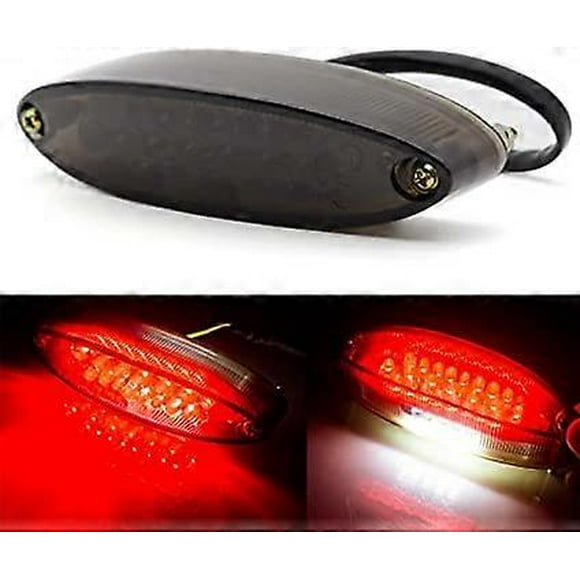 Motorcycle LED Taillight Brake Stop Light ATV Tail Light Universal License Plate Lights (Smoke)