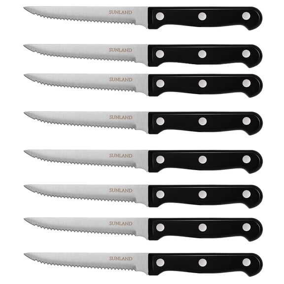 SUNALND Steak Knives Set of 8,Micro Serrated Edge Full Tang Triple Riveted Steak Knife