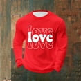 thumbnail image 6 of UVEASISHA Long Sleeve Waffle Shirt Men Big and Tall Casual Valentines Day Graphic Tees Cute Love Letter Print T-Shirts Stretch Workout Pullover Tee Tops Red S, 6 of 9
