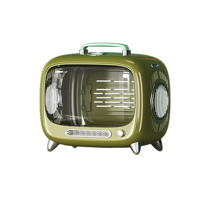 Mochila para gatos con forma de TV, soporte de ventilación, cápsula espacial transparente para gatos de 13 libras con almohadilla de algodón, correa para mascotas, color verde
