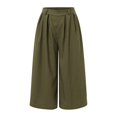 thumbnail image 3 of Sngxgn Woman Pants Women Casual Solid Pants Drawstring Elastic Waist Long Wide Leg Pants(Green,XXL), 3 of 5