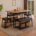 thumbnail image 1 of GloryStar 3-Piece Dining Table Set for 2, Small Kitchen Table with Storage Rack, Metal Frame, Square Table & 2 Upholstered Chairs, for Apartment or Dining Room, 1 of 8