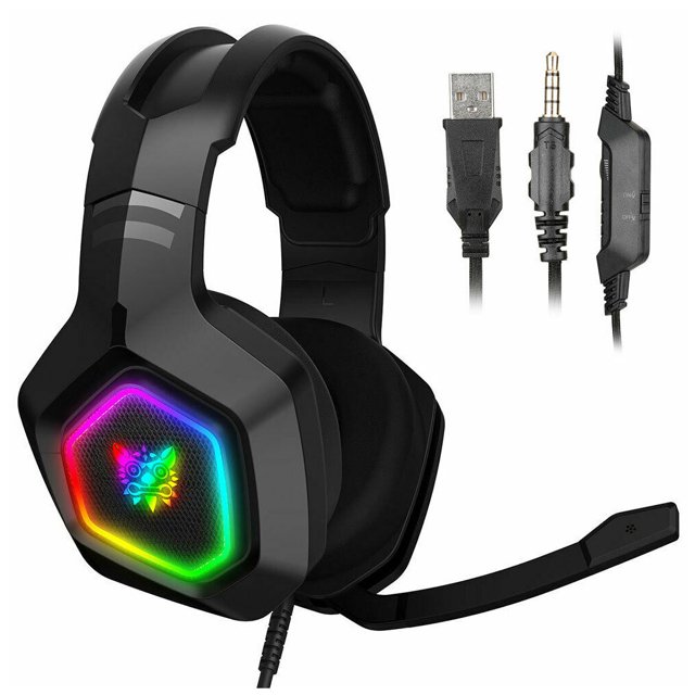 ONIKUMA K10 Computer Gaming Headset RGB LED Light Wired Gaming Headphone Game Console Head Mounted Earphone