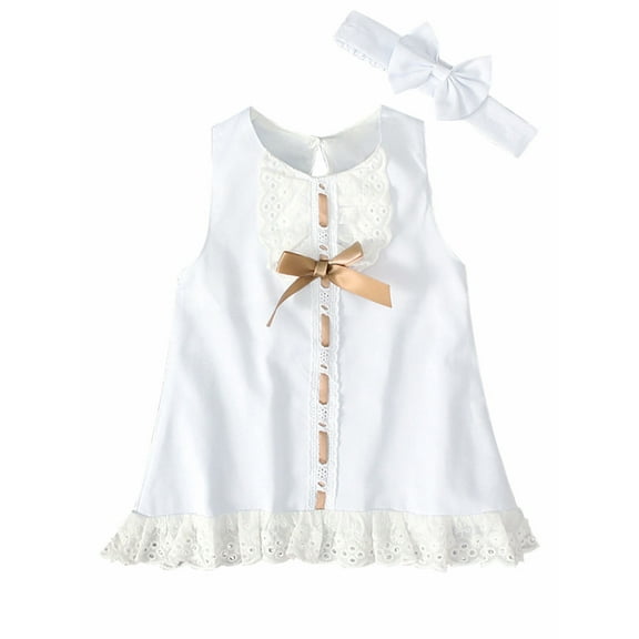 HWJAD Newborn Baby Girl Sleeveless Embroidery Baptism Dresses Wedding First Birthday Christening Dresses Summer Outfit