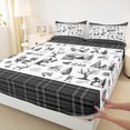 thumbnail image 3 of Homewish Christmas Snowman Deer Twin Sheet Sets 3pcs for Kids Children Teens,Geometric Grid Plaid Twin Fitted Sheet Microfiber,Happy Xmas Breathable Flat Sheet,Microfiber Bedroom Decor, 3 of 7