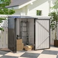 thumbnail image 2 of Outdoor Storage Shed Outsunny 3.3' x 3.4' Outdoor Storage Shed, Galvanized Metal Utility Garden Tool House, Lockable Door for Backyard, Bike, Patio, Garage, Lawn, Dark Gray,Small Storage Shed, 2 of 10