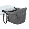thumbnail image 2 of Silla con gancho con bandeja, almacenamiento plegable y clip de fijación apretado en la trona, asiento portátil para alimentación de bebé, trona para el hogar y los viajes (gris), 2 of 5
