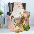 thumbnail image 4 of Butterfly Soft Flannel Fleece Throw Blanket, Pastel Colored Blossoming Roses with Spring Season Insects Romantic Feminine, Cozy Plush for Indoor and Outdoor Use, 50" x 70", Multicolor, by Ambesonne, 4 of 5