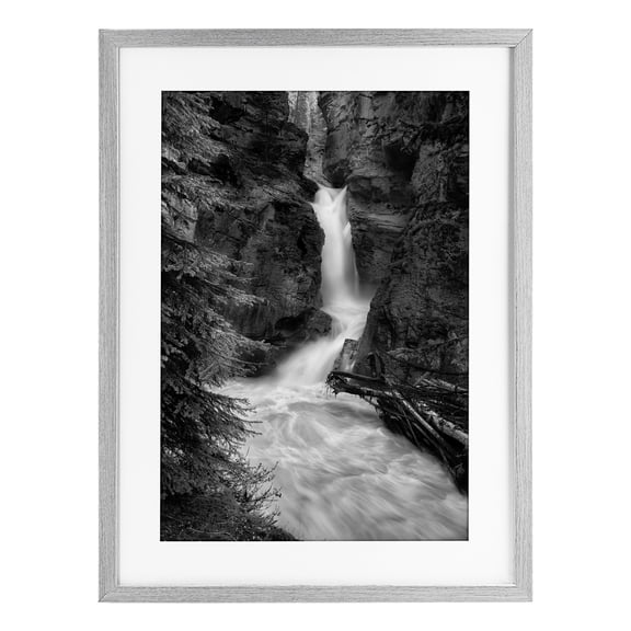 Stupell Industries Farmhouse Banff National Park Waterfall Gray Framed Print Under Glass, 17 x 23, by Jon Evan
