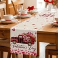 thumbnail image 5 of Valentine's Day Table Runner 70 Inches Long Farmhouse Dress Scarves, Red Roses Car Love Hearts Romantic Burlap Dining Tablerunner for Coffee Table/Kitchen Island/Party Décor, 13" x 70", 5 of 8