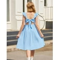 thumbnail image 4 of Arshiner Girls Summer Dresses Square Neck Ruffle Sleeve Tie Back A-Line Swing Casual Midi Dress with Pockets, 4 of 6