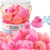 Liberty Imports 36 Pieces Classic Rubber Duck Bath Toys - Float Squeak Squirt Duckies for Girls Baby Shower, Party Favors, Kids Gifts (Pink)