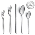 thumbnail image 1 of Bestdin Silverware Set, 60 Pieces Stainless Steel Flatware Set for 12, Include Fork Knife Spoon Set, Mirror Polished, Dishwasher Safe, Cutlery Set for Home Kitchen Restaurant, 1 of 7