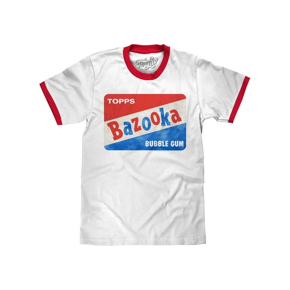 Tee Luv Men's Faded Bazooka Bubble Gum Candy Ringer Tee Shirt (XL)
