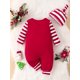 thumbnail image 3 of Infant Toddler Boys And Girls Spring And Autumn Letter Print Cute Christmas Long Sleeve Romper & Hat 2pcs Set, 3 of 5