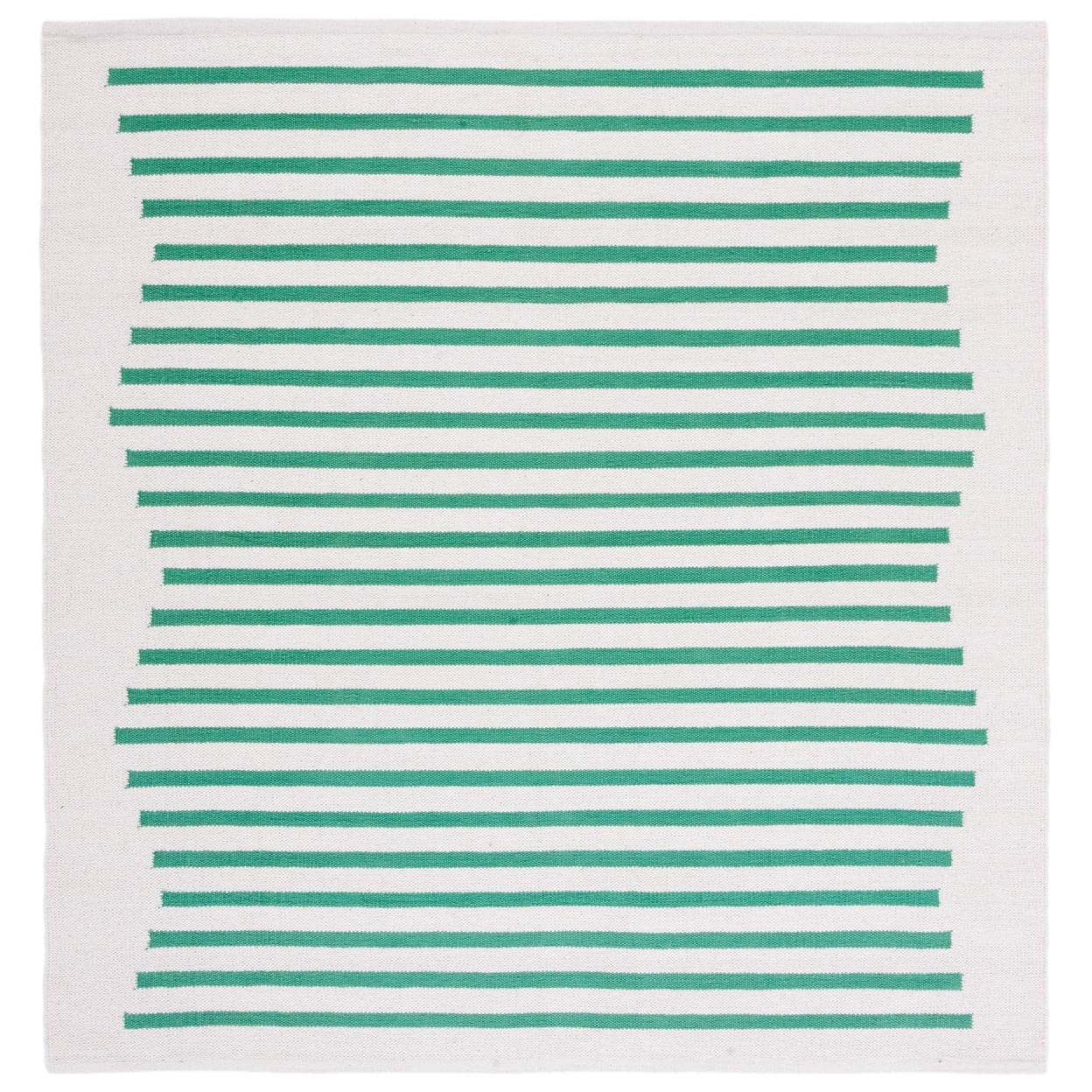 SAFAVIEH Montauk Amadine Striped Cotton Area Rug, Ivory/Dark Green, 4' x 6'