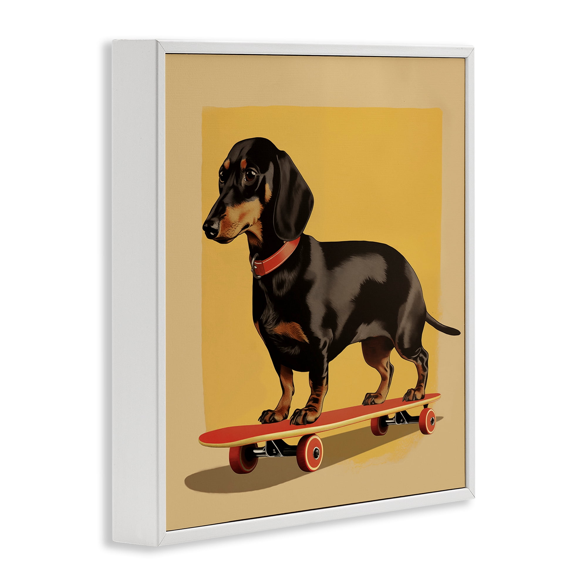 Stupell Industries Dachshund on Red Skateboard White Framed Giclee Art, design by Andreas Magnusson