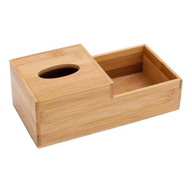 Caja de pañuelos de bambú, organizador de servilletas, decoración del hogar, práctica caja de papel creativa para oficina, baño, encimera, mesita de