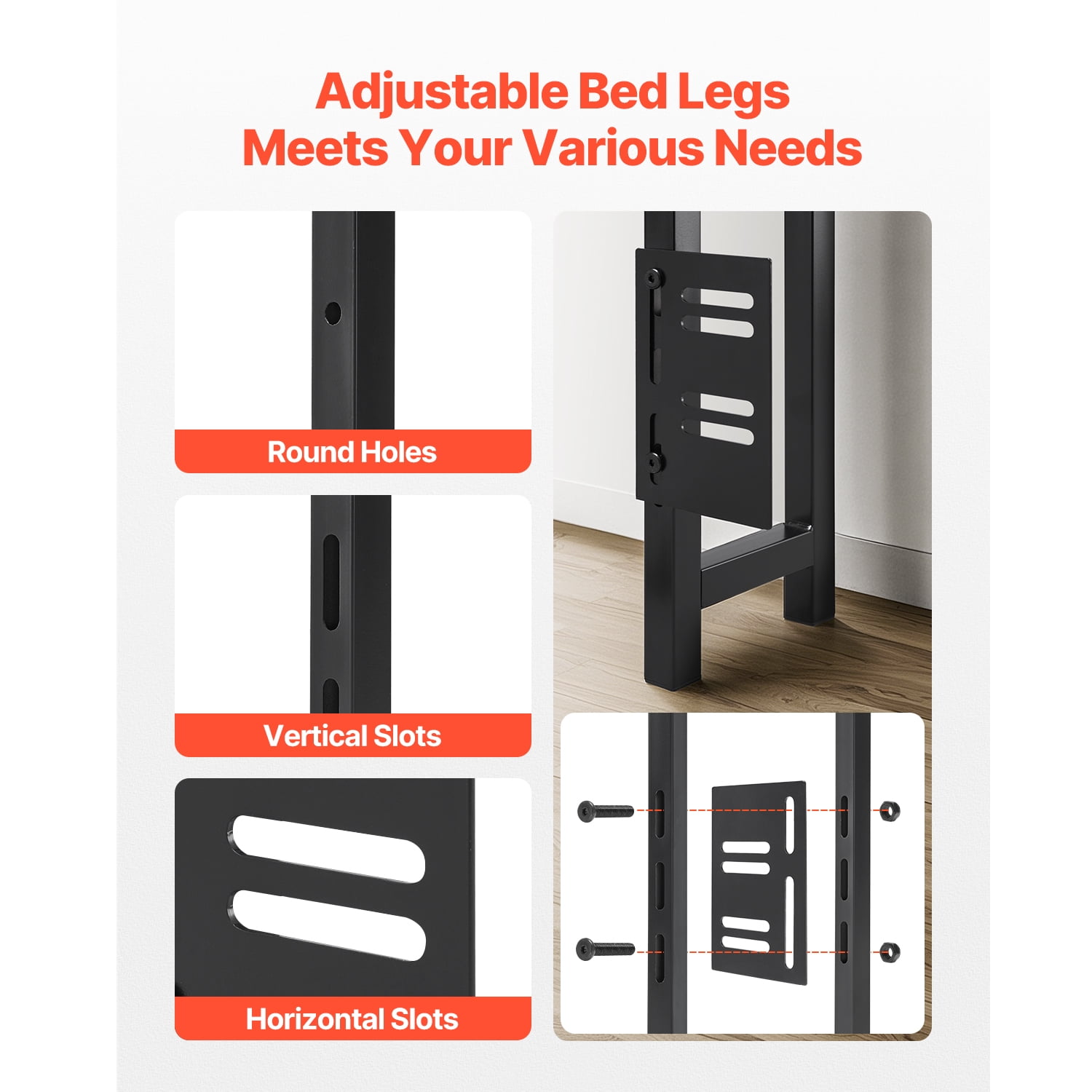 KFFKFF Queen Bed Headboard, Height-Adjustable with Dual Shelf Storage, Independent Head Board Incorporating Charging Facility and LED Illumination for Various Bed Structures, Simple Setup, Dark Hue