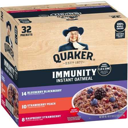 Quaker Instant Oatmeal Immunity Variety Pack, 32 Packets