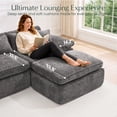 thumbnail image 3 of Hvoonc 110" Modular Sectional Sofa with Ottoman for Living Room, Boneless Cloud Chenille Couch in a Box with 23.6" Deep Seat, Dark Gray, 3 of 9