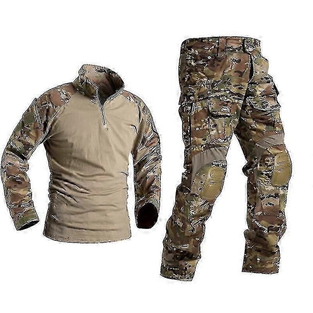 Men Military Tactical Uniform Shirt Combat Pants Suit With Knee Pads Army Clothing Airsoft Paintball Camouflage Work Clothes-YuJia