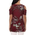 thumbnail image 2 of VSNOW Women Short Sleeve Blouse Cold Shoulder Round Neck Loose Tunic Tops T Shirt, 2 of 3