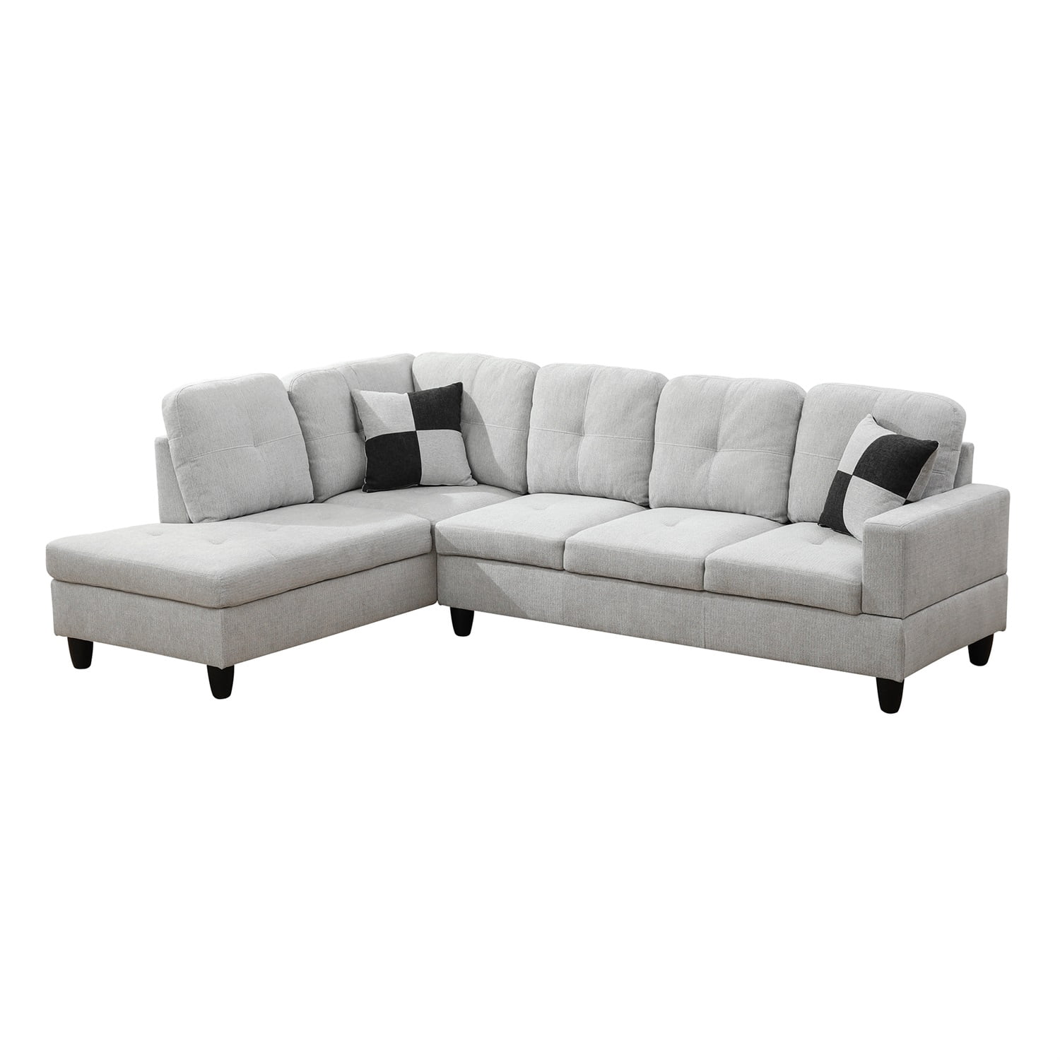 Hommoo Modern Couches and Sofa Set, Flannel Living Room Furniture Sets, Sectional Sofa for Living Room,off-White(No Ottoman)