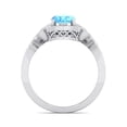 thumbnail image 3 of SuperJeweler 1 1/2 Carat Oval Shape Blue Topaz and Halo Diamond Ring In Sterling Silver For Women, 3 of 6