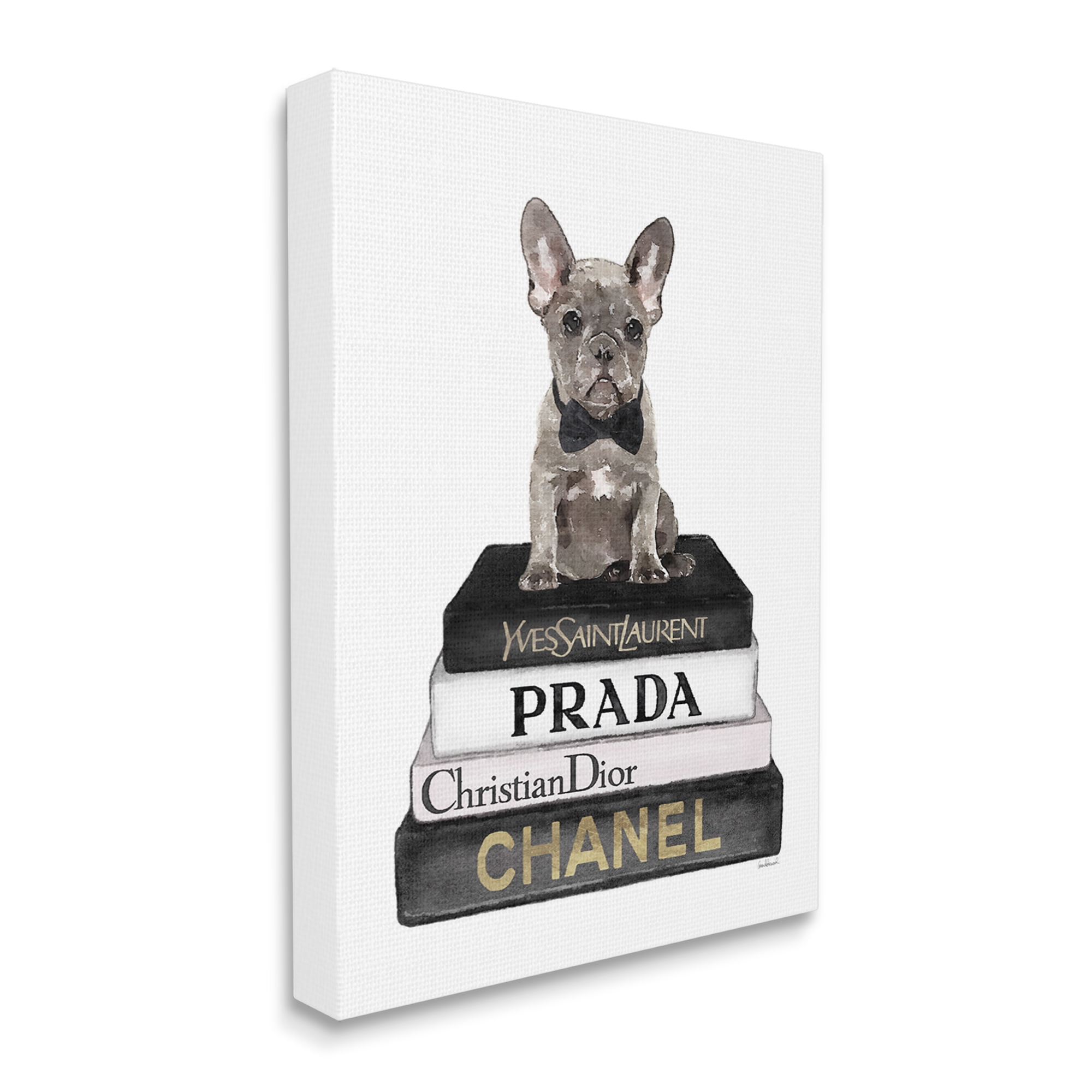 Stupell Industries French Bulldog Pet Fashion Apparel Bookstack ,36 x 48, Design by Amanda Greenwood