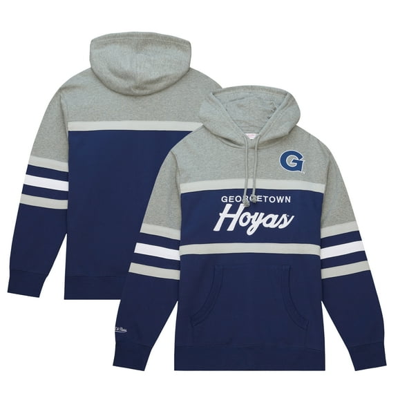 Men's Mitchell & Ness Navy Georgetown Hoyas Head Coach Pullover Hoodie