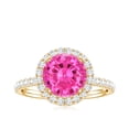 thumbnail image 4 of Rosec Jewels Lab Grown Pink Sapphire Ring with Diamond Halo for Women - AAAA Grade, 10K Yellow Gold, US 12.50, 4 of 8