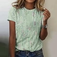 thumbnail image 2 of KIHOUT Nouveaux Hauts de Mode d'Été pour Femmes 2024, Haut Décontracté Imprimé à Col Rond et Manches Courtes Vert TG, 2 of 5
