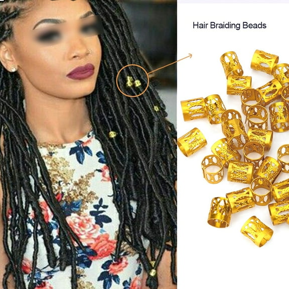 50pcs Adjustable Metal Hair Braid Bead Rings Cuff Hair Beauty Decoration Tools Accessories Gold