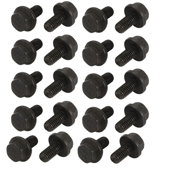 20pcs M6x12mm Fully Thread Carbon Steel Hex Non-Serrated Flange Bolts Screws