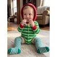 thumbnail image 6 of RUINIXCW Newborn Baby Boy Girl Halloween Caterpillar Costume Infant Baby Boy Fall Winter Clothes Long Sleeve Hooded Stripe Zipper Romper and Stockings, 6 of 9