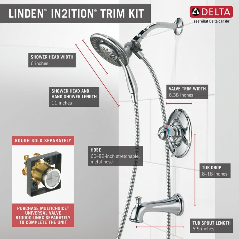 Delta Linden Monitor® 17 Series Tub & Shower Trim with In2ition® in Chrome  T17494-I