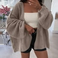 thumbnail image 2 of XPMWRP Women's Solid Color Oversized Casual Cardigans Long Sleeve Open Front Soft Knit Sweater Fall Winter Outwear with Pockets Yellow M, 2 of 6