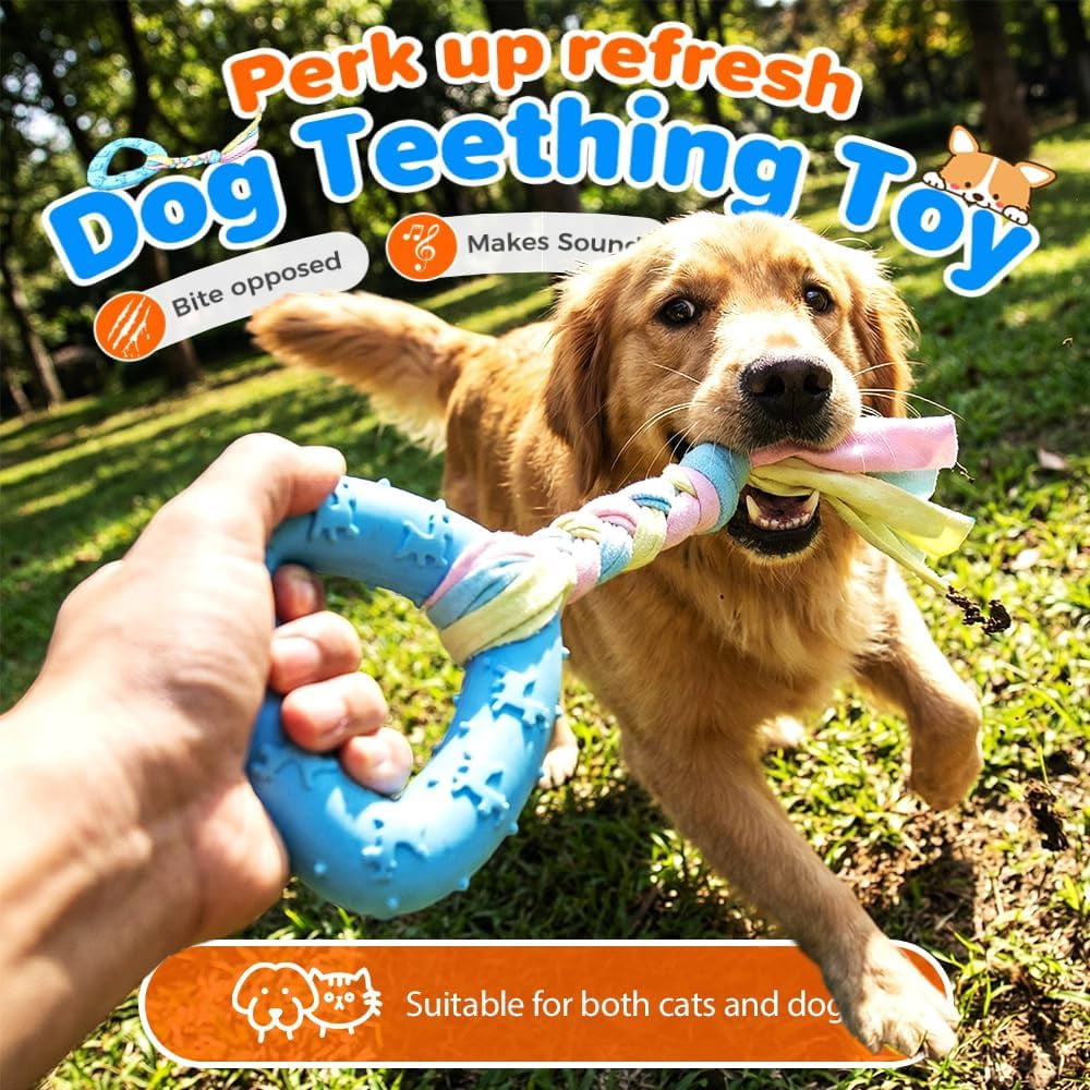 24 Pack Dog Chew Toys, Variety Rubber Fabric Shapes Teeth Cleaning Boredom Relief Training Play for Puppy Teething Small Dogs