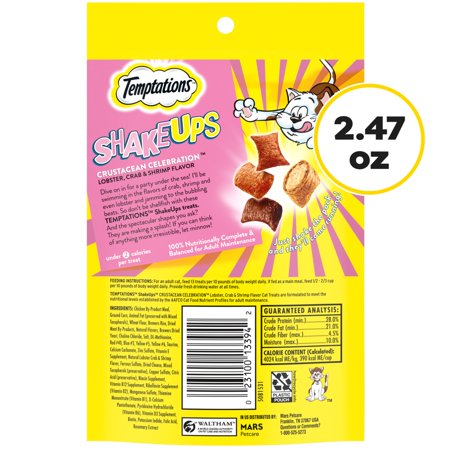 TEMPTATIONS SHAKEUPS CRUSTACEAN CELEBRATION FLAVOR CRUNCHY & SOFT CAT TREATS, 2.47 OZ POUCH