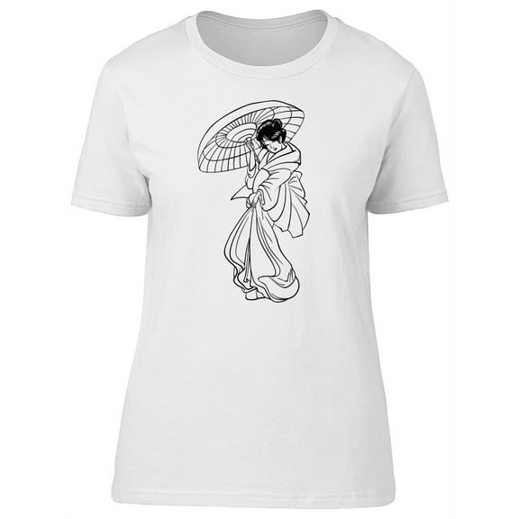 Lovely Japanese Geisha Sketch T-Shirt Women -Image by Shutterstock, Female XX-Large